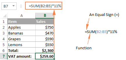 Function in MS Excel Must Begin with